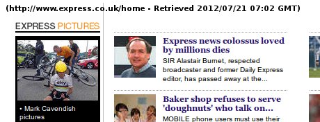 Taster for express.co.uk's story about the death of Sir Alastair Burnet - illustrated with a thumbnail of former ITN colleague Alastair Stewart